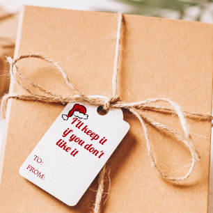 Lustige Retro-Rote Handgezeichnete Weihnachtsmannm Geschenkanhänger