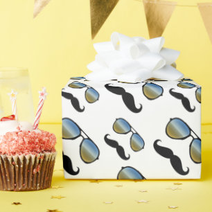 Lustige Retro Schnurrbart-Sonnenbrille Geschenkpapier