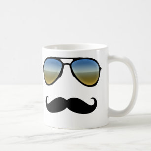 Lustige Retro Sonnenbrille mit dem Schnurrbart Kaffeetasse