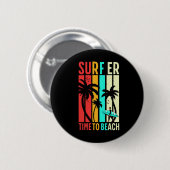 Lustige Retro-Strand-Surfing-Surfboard-Vintage-Sur Button (Vorne & Hinten)