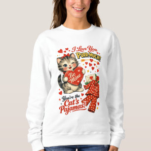 Lustige Retro-Valentinstag-Katzenliebhaber Sweatshirt