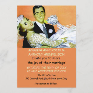 Lustige retro Vintage Braut und Bräutigam Einladung