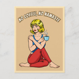 Lustige Retro Vintage Kaffee Yoga Humor Pop Art Postkarte