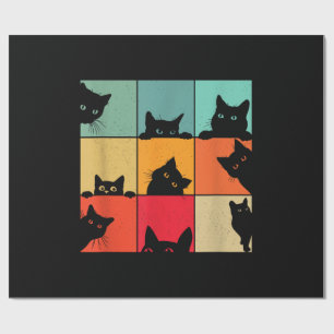 Lustige Retro Vintage neugierige schwarze Katze fü Geschenkpapier