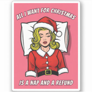 Lustige Retro-Vintage-Pop-Art-Weihnachtshumor Aufkleber