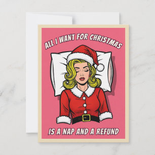 Lustige Retro-Vintage-Pop-Art-Weihnachtshumor Feiertagskarte