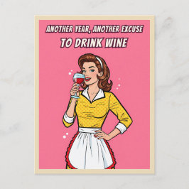 Lustige Retro-Vintage-Wein-Humor Rosa Pop-Art Postkarte