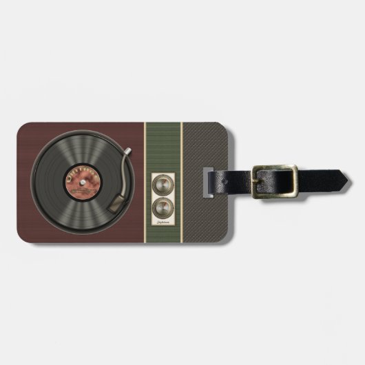 Lustige Retro Vinylaufzeichnung Gepäckanhänger (Vorderseite horizontal)