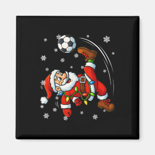 Lustige Retro-Weihnachtsmann spielt Fußball-Pyjama Magnet