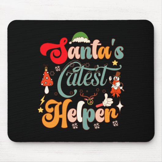 Lustige Retro-Weihnachtsmänner süßester Helfer Mousepad (Vorne)