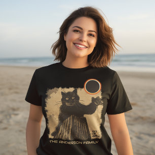 Lustige ringförmige Sonnenfinsternis-Katze Oktober T-Shirt