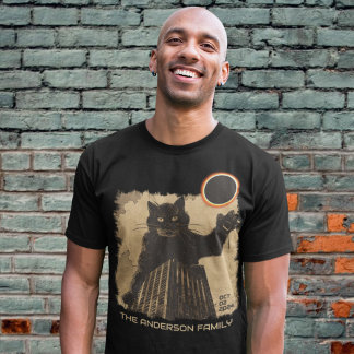 Lustige ringförmige Sonnenfinsternis-Katze Oktober T-Shirt