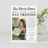 Lustige RIP Twenties-Zeitung 30. Geburtstag Einladung (Stehend Vorderseite)