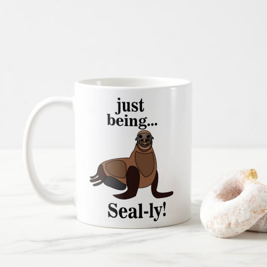 Lustige Robben Kaffeetasse (Mit Donut)