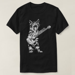 Lustige Rock-Gitarren-Katze Musik-Design T-Shirt