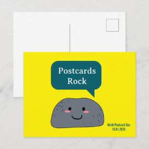 Lustige Rock-Wortspiel Welt-Postkartentag 2026 Postkarte