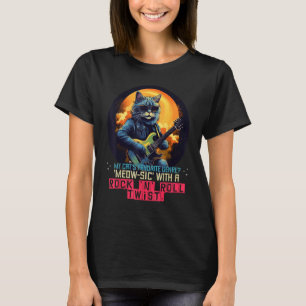 Lustige Rock'n Roll Katze mit elektrischer Gitarre T-Shirt