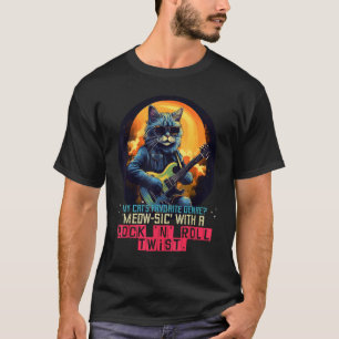 Lustige Rock'n Roll Katze mit elektrischer Gitarre T-Shirt