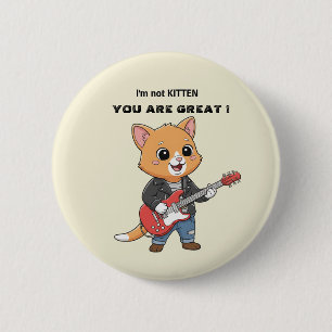 Lustige Rockstar-Katze-Gitarre zum Valentinstag Button