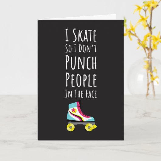 Lustige Rollschuhfahrer Karten Rollerderby Rollsch (Gelbe Blume)