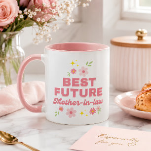 Lustige rosa Blumen - beste zukünftige Schwiegermu Tasse