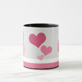 Lustige rosa Eule mit Herzen - Tasse (Zentrum)