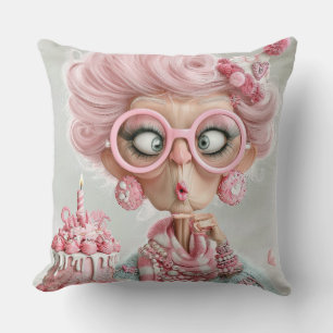 Lustige rosa freche alternde kissen