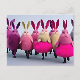 Lustige rosa Kaninchen KI-generierte Kunstpostkart Postkarte