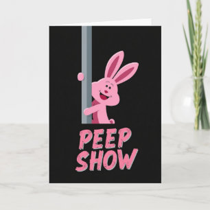 Lustige rosa Kreatur Karte 'Peep Show'