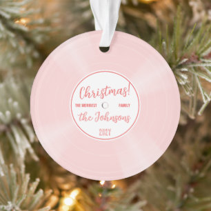 Lustige rosa Vinyl-Schallplatte Musik Weihnachten  Ornament
