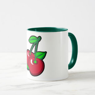 Lustige Rote Grüne Schwarze Kirschen Obst Pop Art Tasse