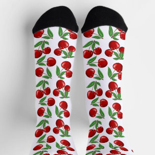 Lustige rote Kirschen Frucht Druck Socken