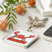 lustige rote Krabbe mit einer Einstellung Schlüsselanhänger (Seite)