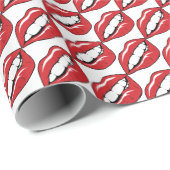 Lustige rote Lippen Geschenkpapier (Rolleneckpunkt)