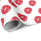 Lustige rote Lippen  Geschenkpapier (Rolleneckpunkt)