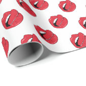 Lustige rote Lippen Geschenkpapier (Rolleneckpunkt)