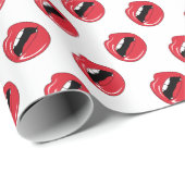 Lustige rote Lippen Geschenkpapier (Rolleneckpunkt)
