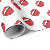 Lustige rote Lippen Geschenkpapier (Rolleneckpunkt)