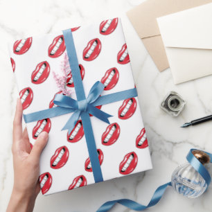 Lustige rote Lippen Geschenkpapier