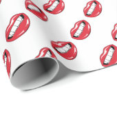 Lustige rote Lippen Geschenkpapier (Rolleneckpunkt)