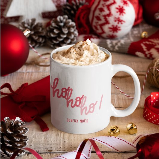 Lustige rote pink Hohoho Joyeux Noel Typografie Tasse