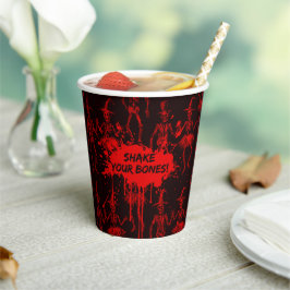 Lustige rote tanzende Skelette Halloween-Muster Pappbecher