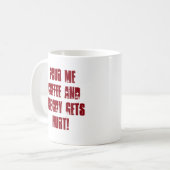 Lustige rote und schwarze Typografie-Mitteilung Kaffeetasse (Vorderseite Links)