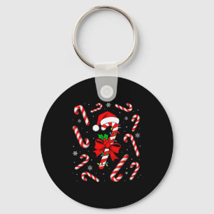Lustige rote und weiße Candy Cane Weihnachtsbeleuc Schlüsselanhänger