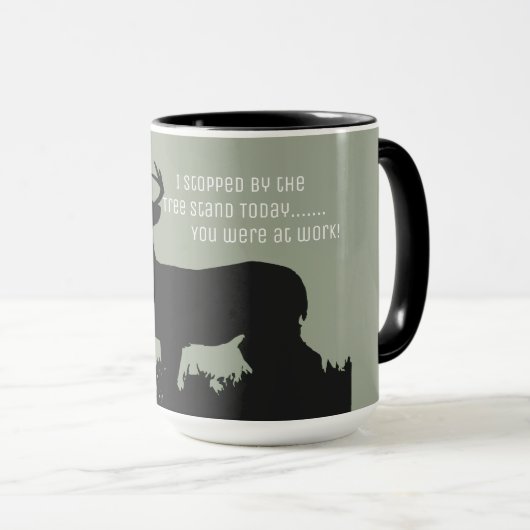 Lustige Rotwild-Jagd-Baum-Stand-Tasse Tasse (VorderseiteRechts)