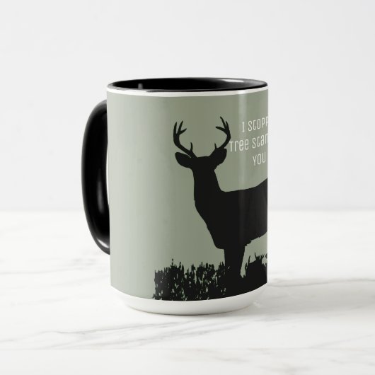 Lustige Rotwild-Jagd-Baum-Stand-Tasse Tasse (Vorderseite Links)
