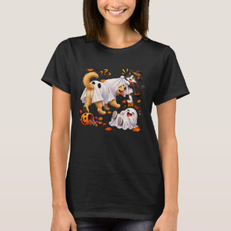Lustige rückwärts Geisterhund Halloween Kostümszen T-Shirt