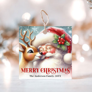 Lustige Rudolph-Santa-hübsche-Weihnachts-Geschenka Geschenkanhänger