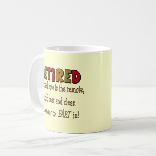 Lustige Ruhestands-Geschenke "kaltes Bier, Kaffeetasse (Vorderseite Links)