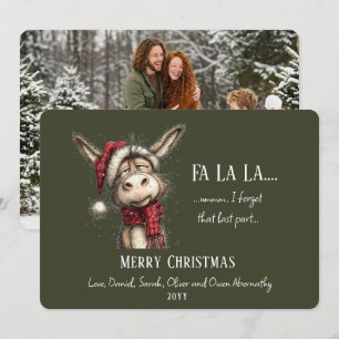 Lustige Rustikale Weihnachtliche Esel-Familienfoto Feiertagskarte